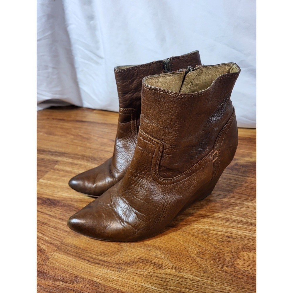 Frye Boots Reina Women's Size 10 M Brown Leather‎ Ankle Bootie Zip